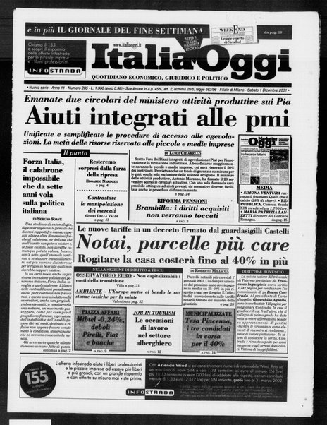 Italia oggi : quotidiano di economia finanza e politica